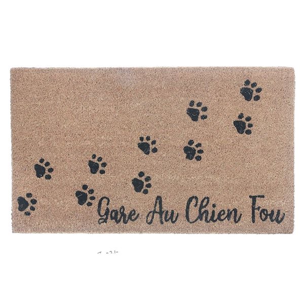 iH casadécor Coir Door Mat Gare Au Chien Fou Paws 18 X 30