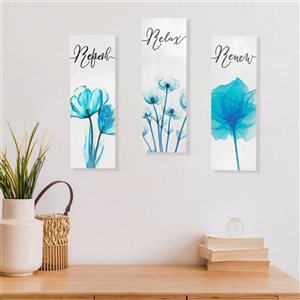 Panneau mural en MDF IH Casa Decor «Relax Renew Refresh», lot de 3