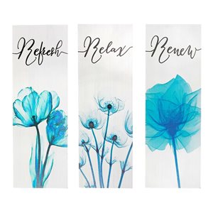 iH casadécor MDF Wall Sign Relax Renew Refresh - Set of 3