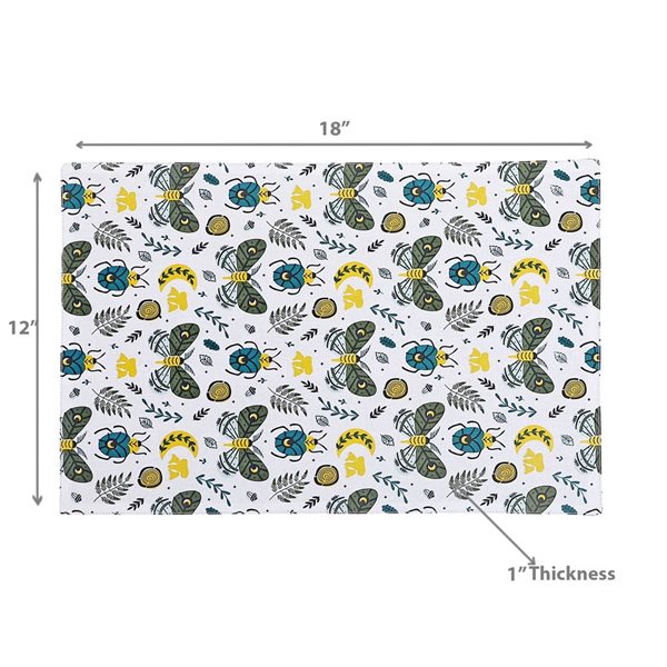 iH casadécor Cotton Placemat Butterfly & Beetle 12 X 18 - Set of 12