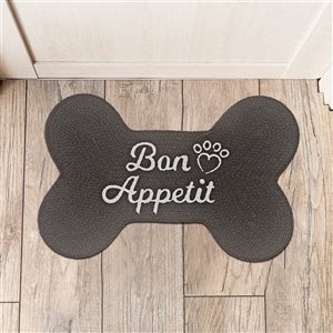 Tapis pour animaux de compagnie en coton tressé IH Casa Decor en forme d'os noir «Bon Appetit» 15 X 23