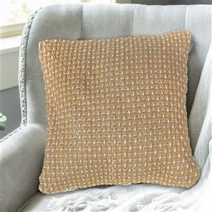 Coussin tissé à la main en microfibre IH Casa Decor ocre 18 X 18, lot de 2
