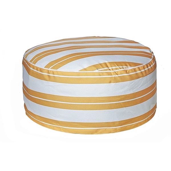 iH casadécor Boston Outdoor Cabana Stripe Inflatable Pouf Yellow 22 X 22