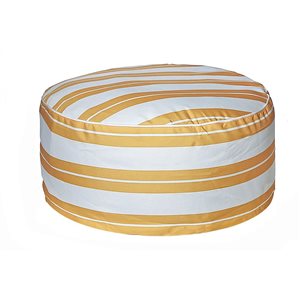 iH casadécor Boston Outdoor Cabana Stripe Inflatable Pouf Yellow 22 X 22