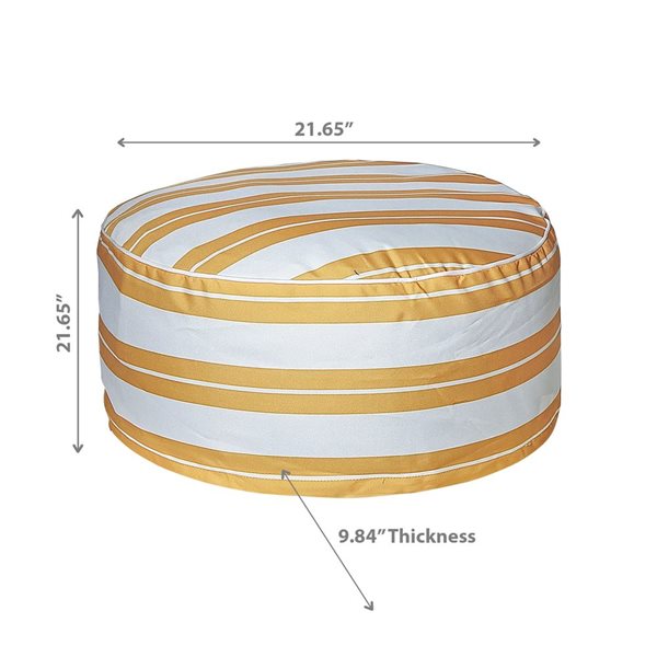 iH casadécor Boston Outdoor Cabana Stripe Inflatable Pouf Yellow 22 X 22