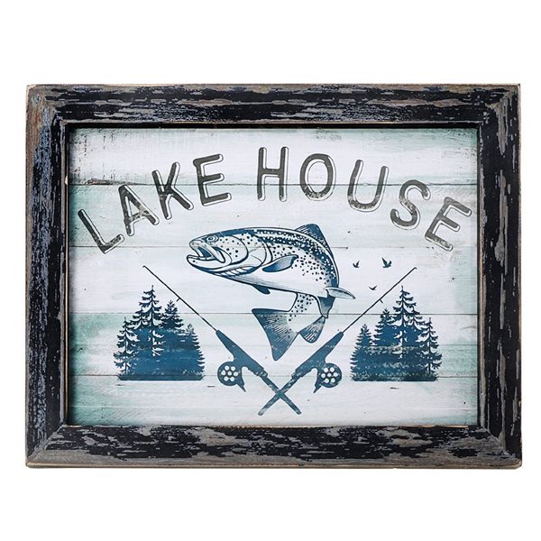 iH casadécor Wooden Lake House Fish Wall Decor