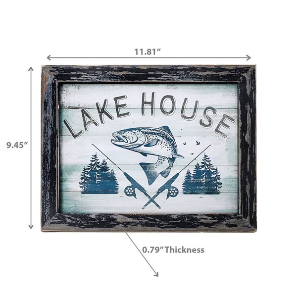 iH casadécor Wooden Lake House Fish Wall Decor