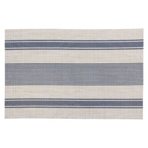 iH casadécor Vinyl Placemat Bistro Stripe Blue 12 X 18 - Set of 12