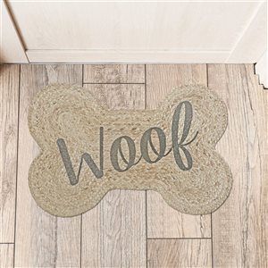 Tapis pour animaux de compagnie en jute tressé IH Casa Decor en forme d'os «Woof» 15 X 23