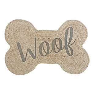 iH casadécor Braided Jute Bone Shape Pet Mat Woof 15 X 23