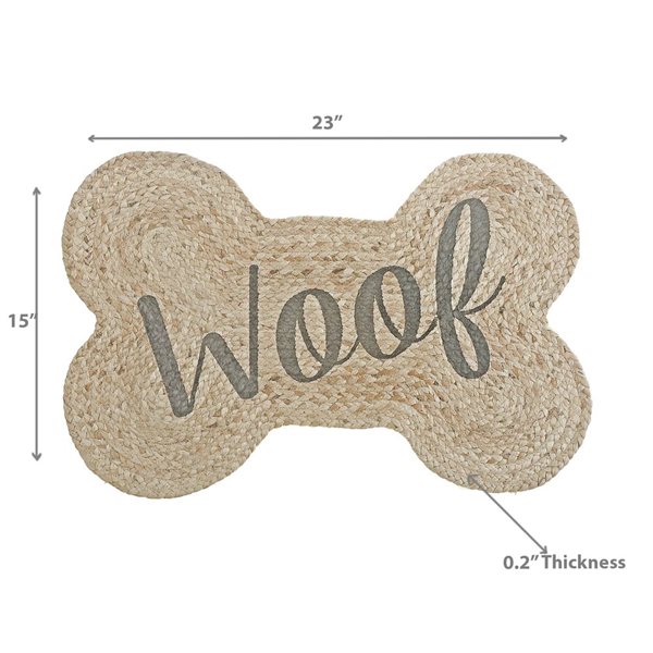 iH casadécor Braided Jute Bone Shape Pet Mat Woof 15 X 23