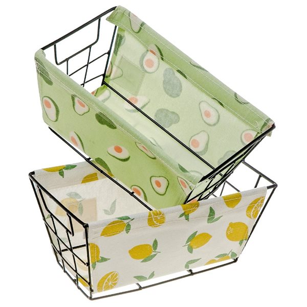 iH casadécor Storage Wire Caddy and Cloth Food Print - Set of 2