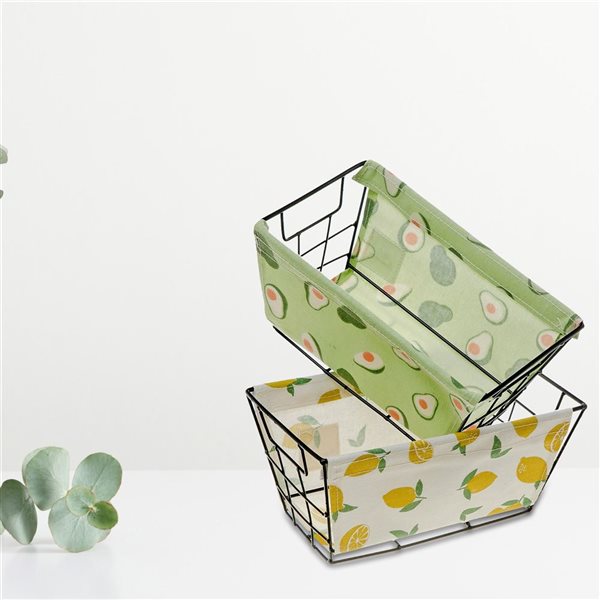 iH casadécor Storage Wire Caddy and Cloth Food Print - Set of 2