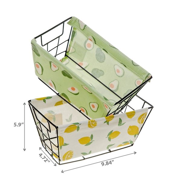 iH casadécor Storage Wire Caddy and Cloth Food Print - Set of 2