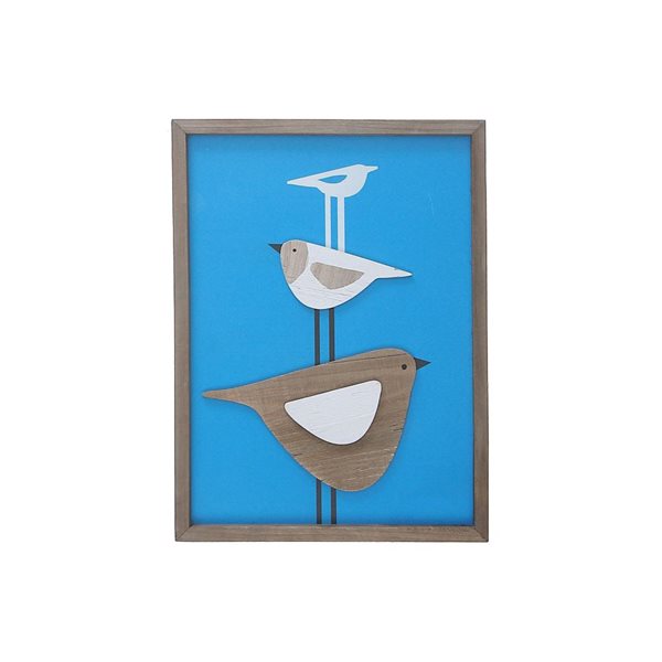 iH casadécor Wooden Framed Triple Bird Sign