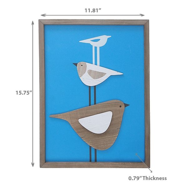 iH casadécor Wooden Framed Triple Bird Sign