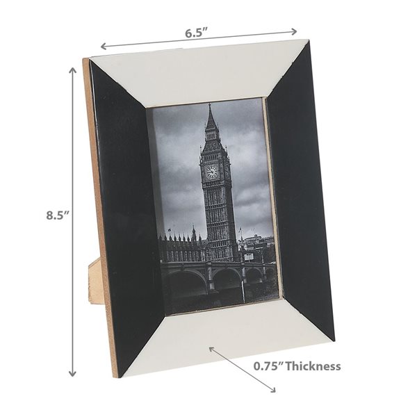 iH casadécor 4X6 Black & White Inlay Photo Frame