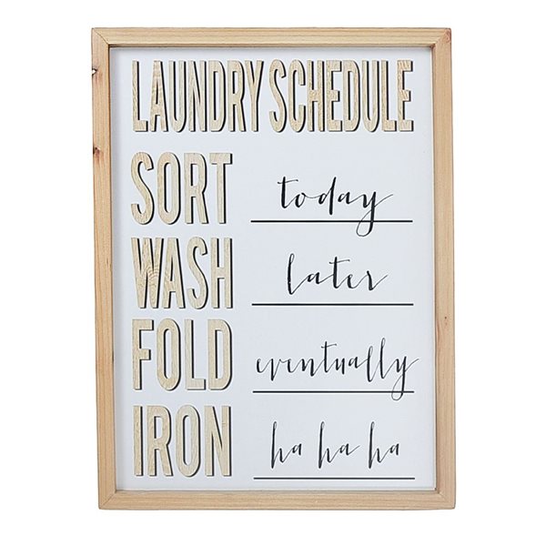 iH casadécor Framed Wooden Sign Laundry Schedule