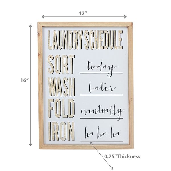 iH casadécor Framed Wooden Sign Laundry Schedule