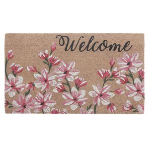 IH Casa Decor Coir Door Mat Magnolia Blossom Welcome 18 X 30