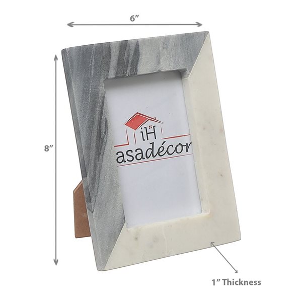 iH casadécor 4X6 Marble White & Grey Picture Frame