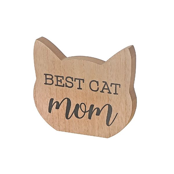 iH Casadécor Wooden Cat Head Sign Best Cat Mom