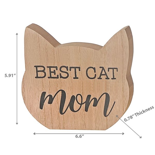 iH Casadécor Wooden Cat Head Sign Best Cat Mom