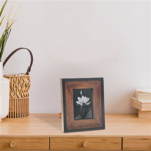 Cadre photo IH Casa Decor 5X7 finition noire et naturelle