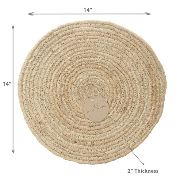 iH casadécor Plain Round Rope Jute Braided Placemat 14 X 14 - Set of 12