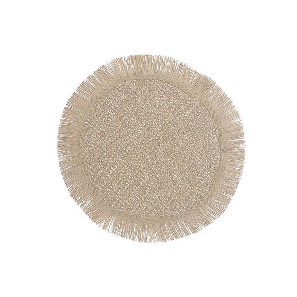 iH casadécor Woven Round Placemat With Fringes Camel 15 X 15 - Set of 12