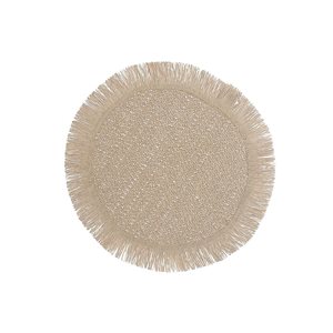 iH casadécor Woven Round Placemat With Fringes Camel 15 X 15 - Set of 12