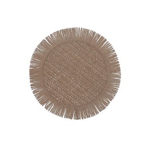 iH casadécor Woven Round Placemat With Fringes Beige 15 X 15 - Set of 12