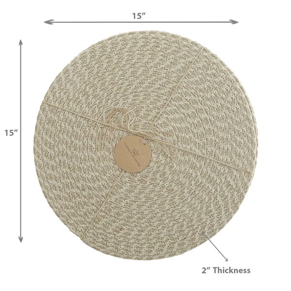 iH casadécor Wave Braided Round Placemat 15 X 15 - Set of 12