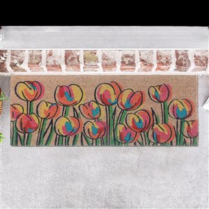 Tapis d'entrée IH Casa Decor en fibre de coco tulipe 10 x 30