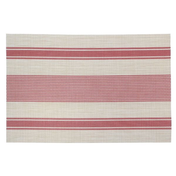 iH casadécor Vinyl Placemat Bistro Stripe Red 12 X 18 - Set of 12