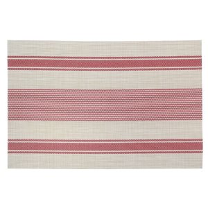 iH casadécor Vinyl Placemat Bistro Stripe Red 12 X 18 - Set of 12