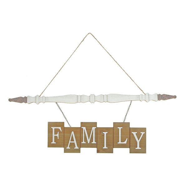 iH casadécor Hanging Wooden Chain Sign Family