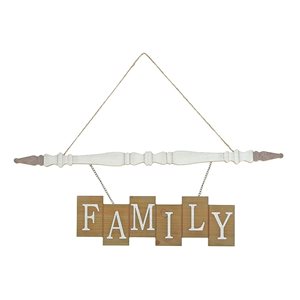 iH casadécor Hanging Wooden Chain Sign Family