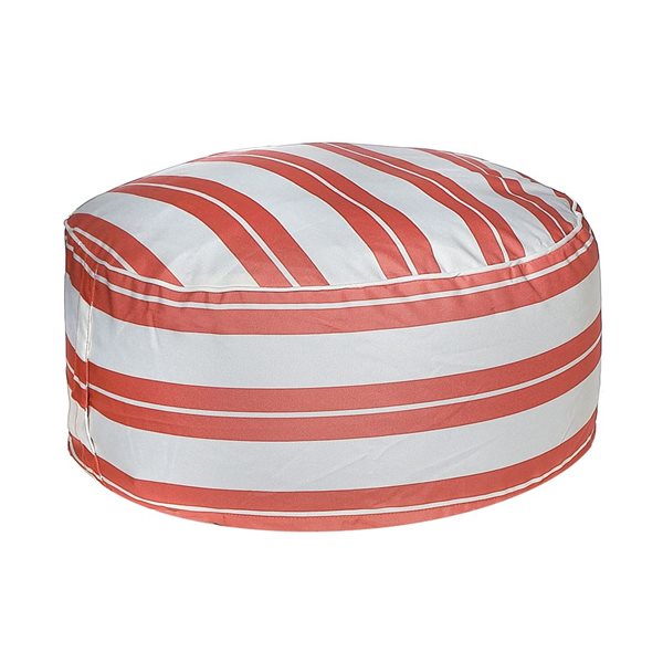 iH casadécor Boston Outdoor Cabana Stripe Inflatable Pouf Orange 22 X 22