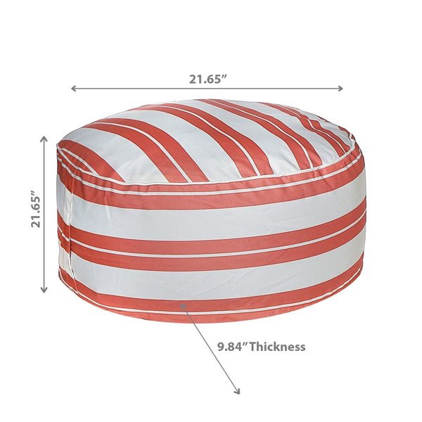 iH casadécor Boston Outdoor Cabana Stripe Inflatable Pouf Orange 22 X 22