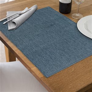 Lot de 12 napperons côtelé en chambray IH Casa Decor bleu denim 13 x 19