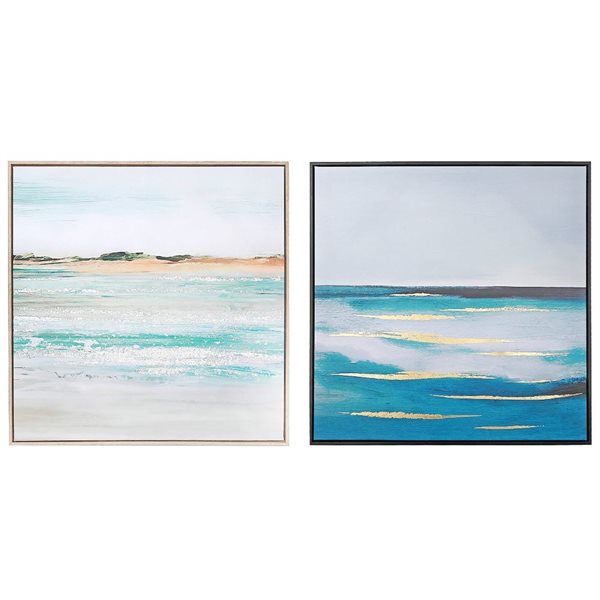 iH casadécor Framed Canvas Wall Art Ocean - Set of 2