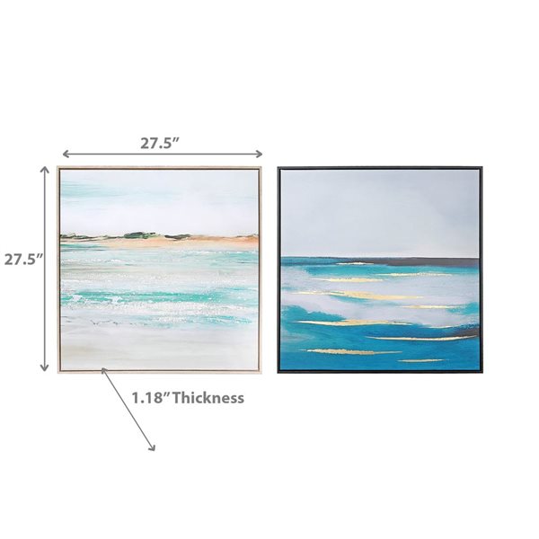 iH casadécor Framed Canvas Wall Art Ocean - Set of 2