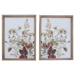 iH casadécor Framed Wooden Wall Sign Summer Blossom - Set of 2