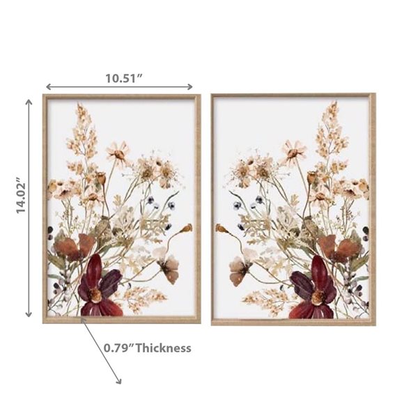 iH casadécor Framed Wooden Wall Sign Summer Blossom - Set of 2