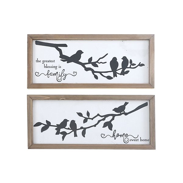 iH casadécor Framed Inspiration With 3D Birds On Branch - Set of 2