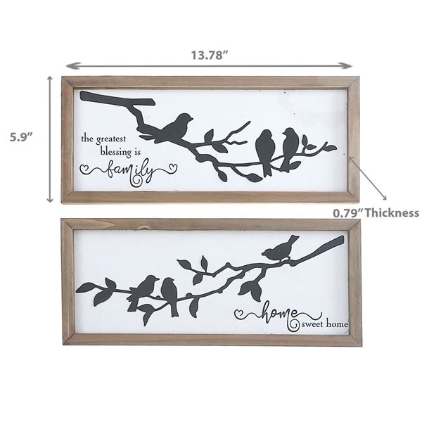 iH casadécor Framed Inspiration With 3D Birds On Branch - Set of 2