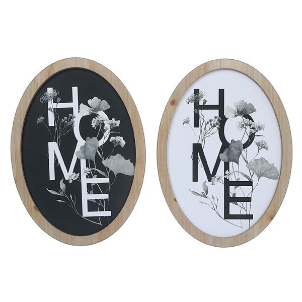 iH casadécor Oval Wooden Home Wall Sign - Set of 2