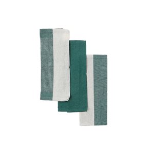 IH Casa Decor Dish Towel Set Of 3 PCs Block Print Green