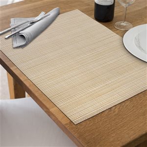 Lot de 12 napperons en vinyle IH Casa Decor en lin naturel 12 x 18